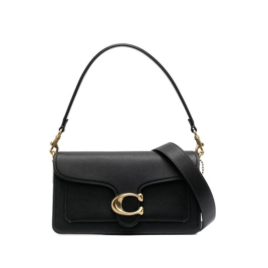 Coach Tabby 26 leather shoulder bag, black leather with removable short handle and adjustable shoulder strap, gold hardware.