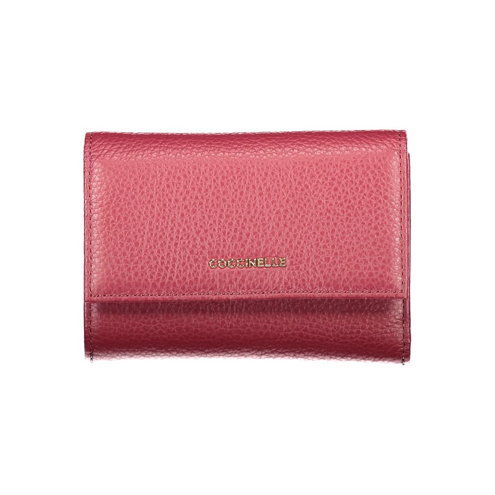 Coccinelle Purple Leather Women Wallet - Italian-crafted elegant wallet with multiple compartments and iconic logo.
