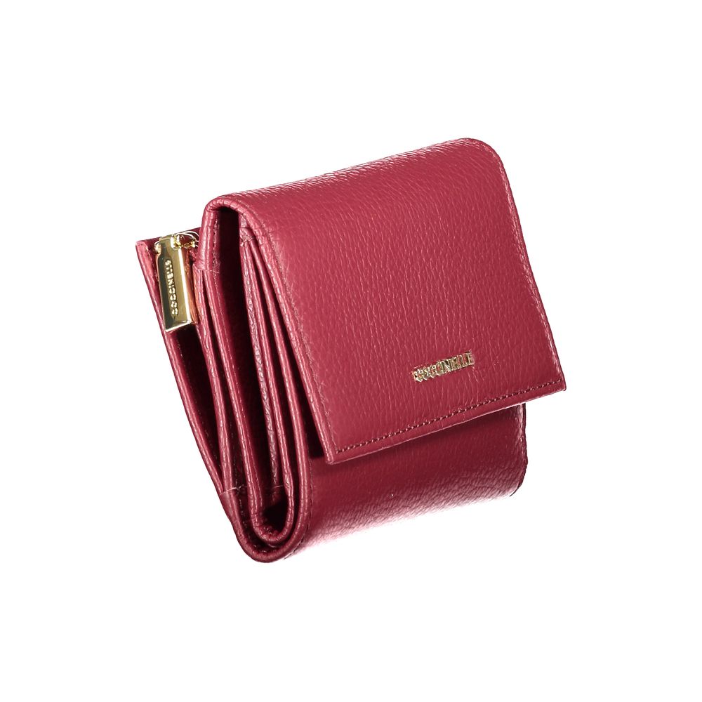 Coccinelle Purple Leather Women Wallet with elegant Italian design, featuring multiple compartments, card slots, and a secure closure.
