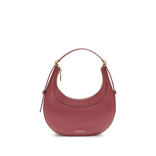 Coccinelle Red Calf Leather Bos Taurus Shoulder Bag with adjustable handle, stylish design, and zippered closure.