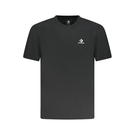 Converse Black Cotton Men T-Shirt with iconic logo, short sleeves, crew neck design, comfortable standard fit.