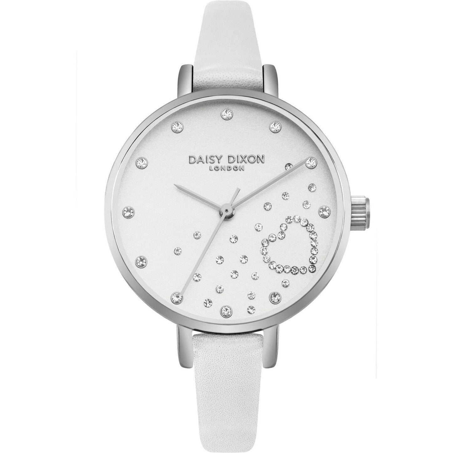 DAISY DIXON Mod. ZARA quartz wristwatch for ladies with stainless steel case and white leather strap, 35mm, 3 ATM water resistant