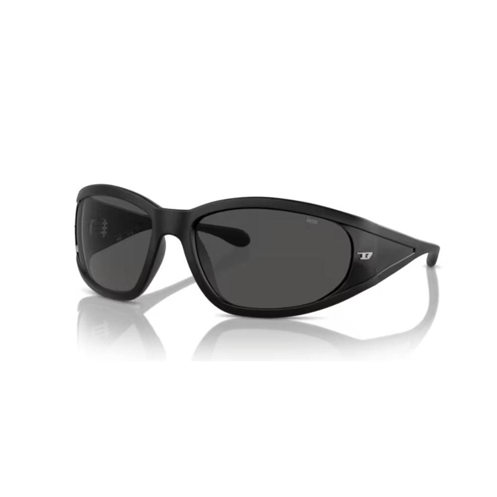 DIESEL MOD. DL 3002 unisex sunglasses, black acetate frame, side view.