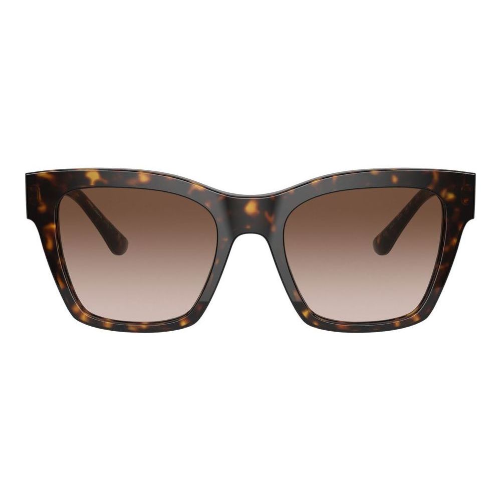 Front view of DOLCE & GABBANA MOD. PRINT FAMILY DG 4384 acetate sunglasses for ladies with tortoiseshell frame and brown lenses.