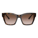 Front view of DOLCE & GABBANA MOD. PRINT FAMILY DG 4384 acetate sunglasses for ladies with tortoiseshell frame and brown lenses.