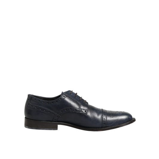 Daniele Alessandrini Blue Leather Wingtip Lace-up Formal Derby Shoes