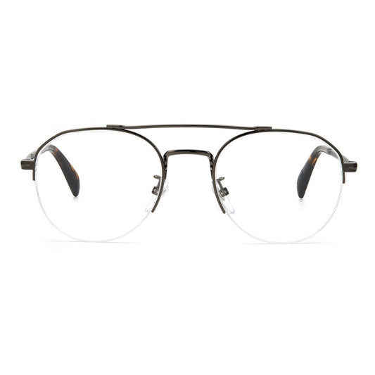 David Beckham Bicolor Metal Frames front view, DK Ruthen color, clear lenses, size 51/21/145mm, model DB-7014-KJ1.