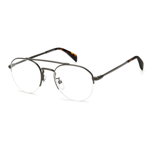David Beckham Bicolor Metal Frames with dark ruthenium finish, 51/21/145mm measurements, stylish metal eyeglasses for men.