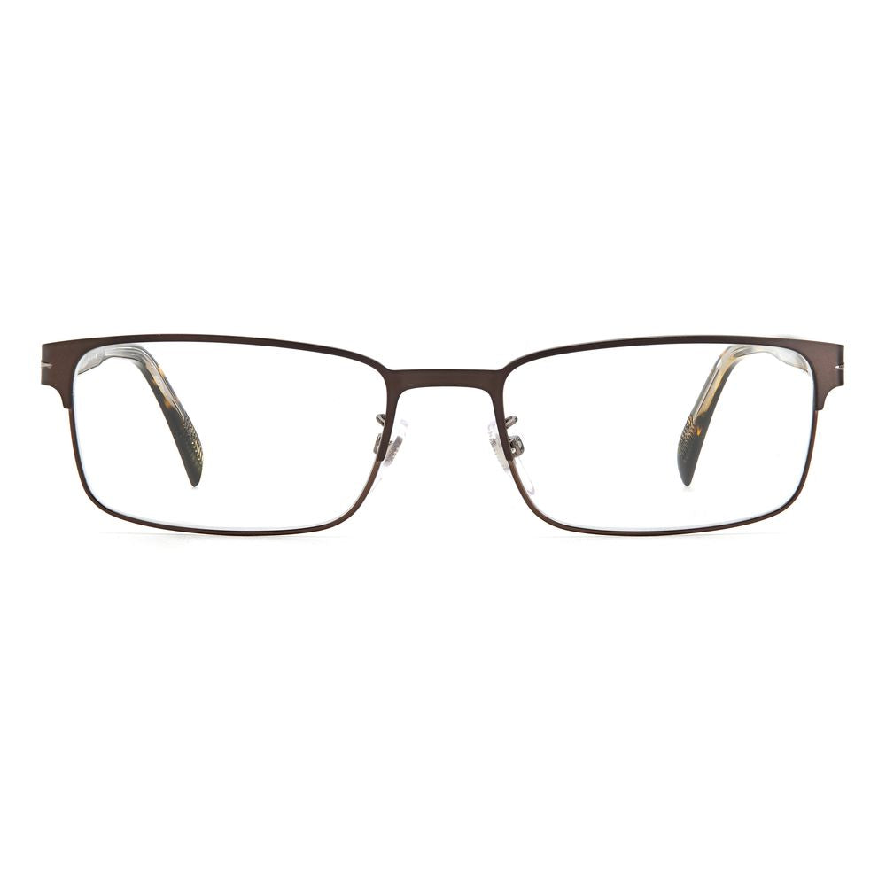 Front view of David Beckham Brown Metal Frames with 55/19/145 mm dimensions, showcasing stylish eyewear design.