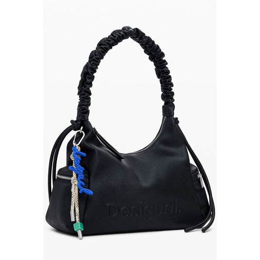 Desigual Black Polyethylene Women Handbag featuring a stylish shoulder handle and multiple pockets for practicality.