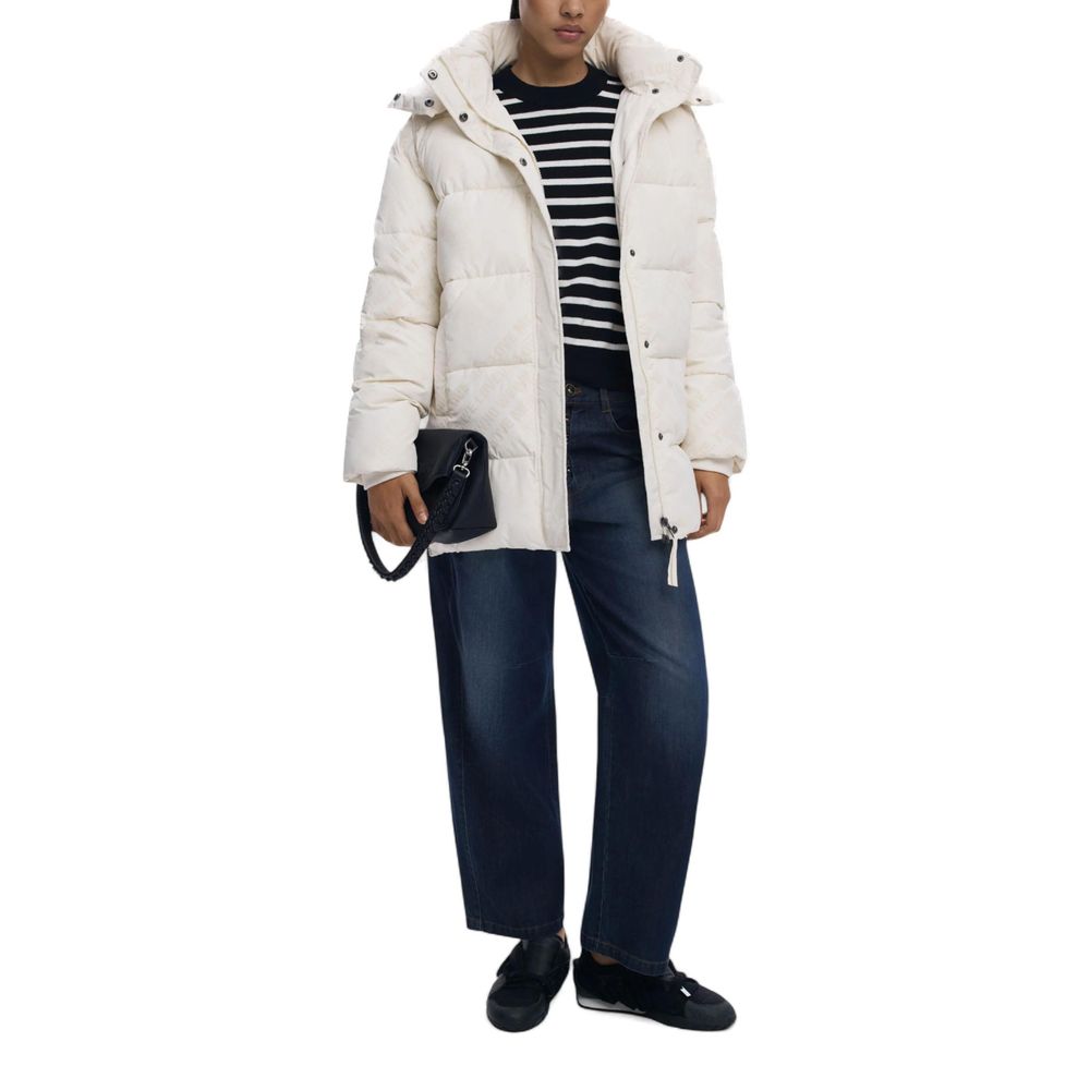 Desigual Cream Polyester Coat 1728,71956299936,Clothing,Coats - Jackets & Coats - Clothing,Cream,Desigual,IT42|M,Jackets & Coats - Clothing,New with tags,Women