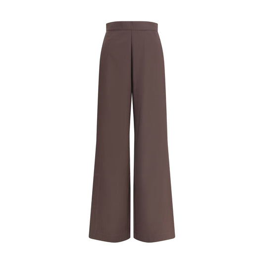 Di Stavnitser Brown Fleece Wool Casual Pants with side zipper and wide leg, AW25 regular fit, 100% fleece wool.