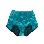 Dolce & Gabbana Aqua Green Satin High-Waist Briefs Underwear in silky satin finish with elegant design and logo details, made in Italy.