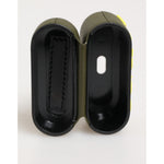 Dolce & Gabbana Army Green Rubber Logo Embossed Accessory Airpods Case open view showing interior compartments