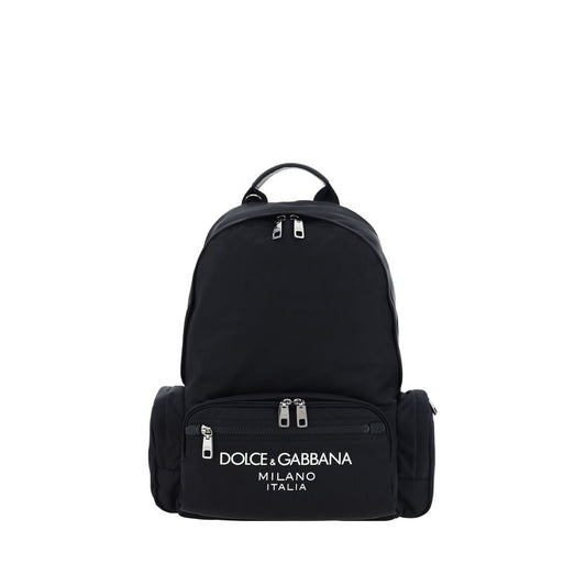 Dolce & Gabbana Backpack with monogram, front and side pockets, adjustable straps, and calfskin leather details. AW25 collection.