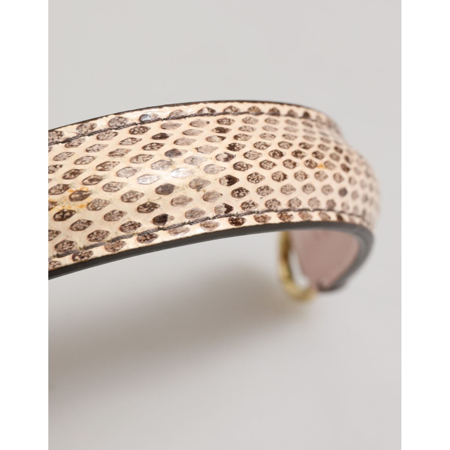 Dolce & Gabbana Beige Brown Snakeskin Leather Gold Ring Shoulder Strap