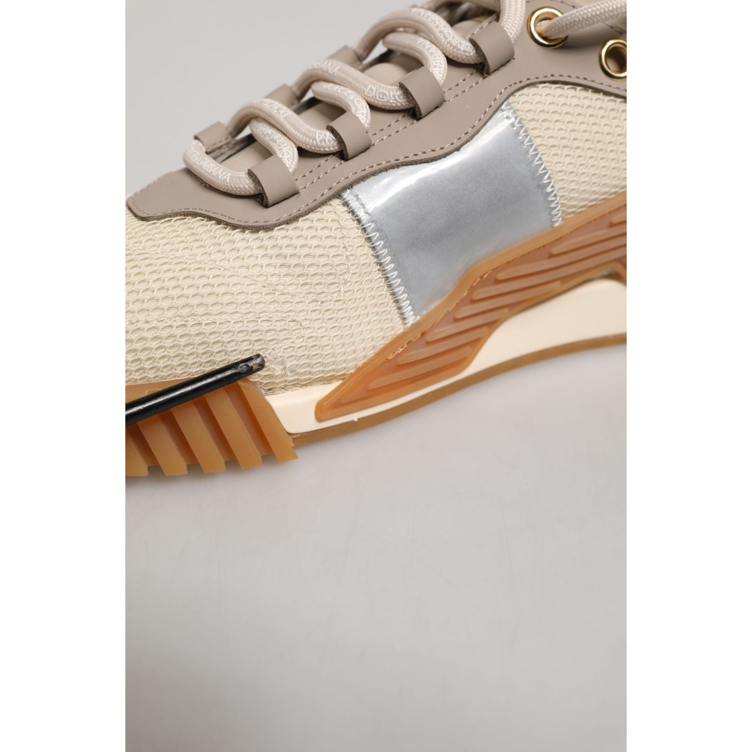 Dolce & Gabbana Beige Lace Up Low Top NS1 Men Sneakers Shoes