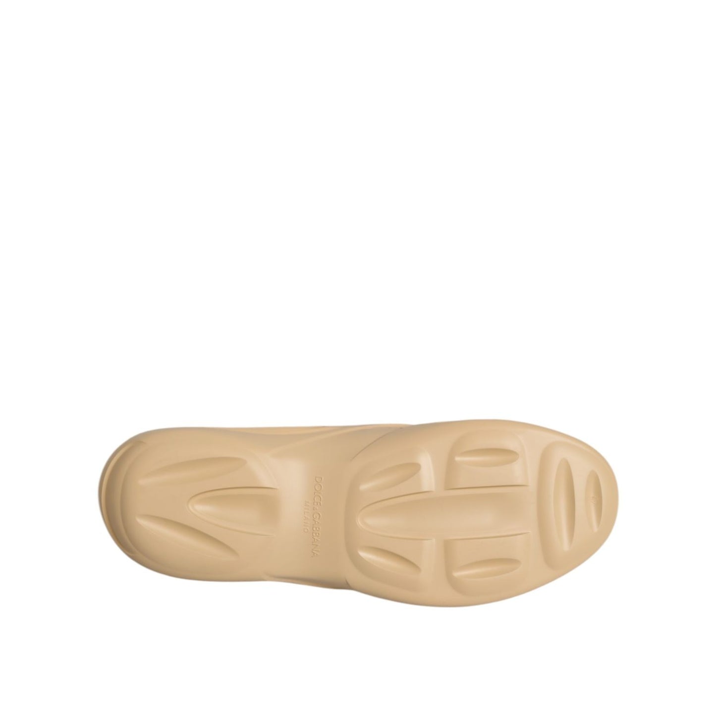 Sole view of Dolce & Gabbana Beige Rubber Slides Low Top Sneakers Shoes, featuring durable rubber and sleek design.