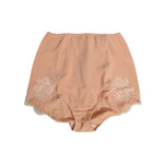 Dolce & Gabbana Beige Silk Stretch High Waist Girdle Underwear displaying luxurious fabric and brand logo.