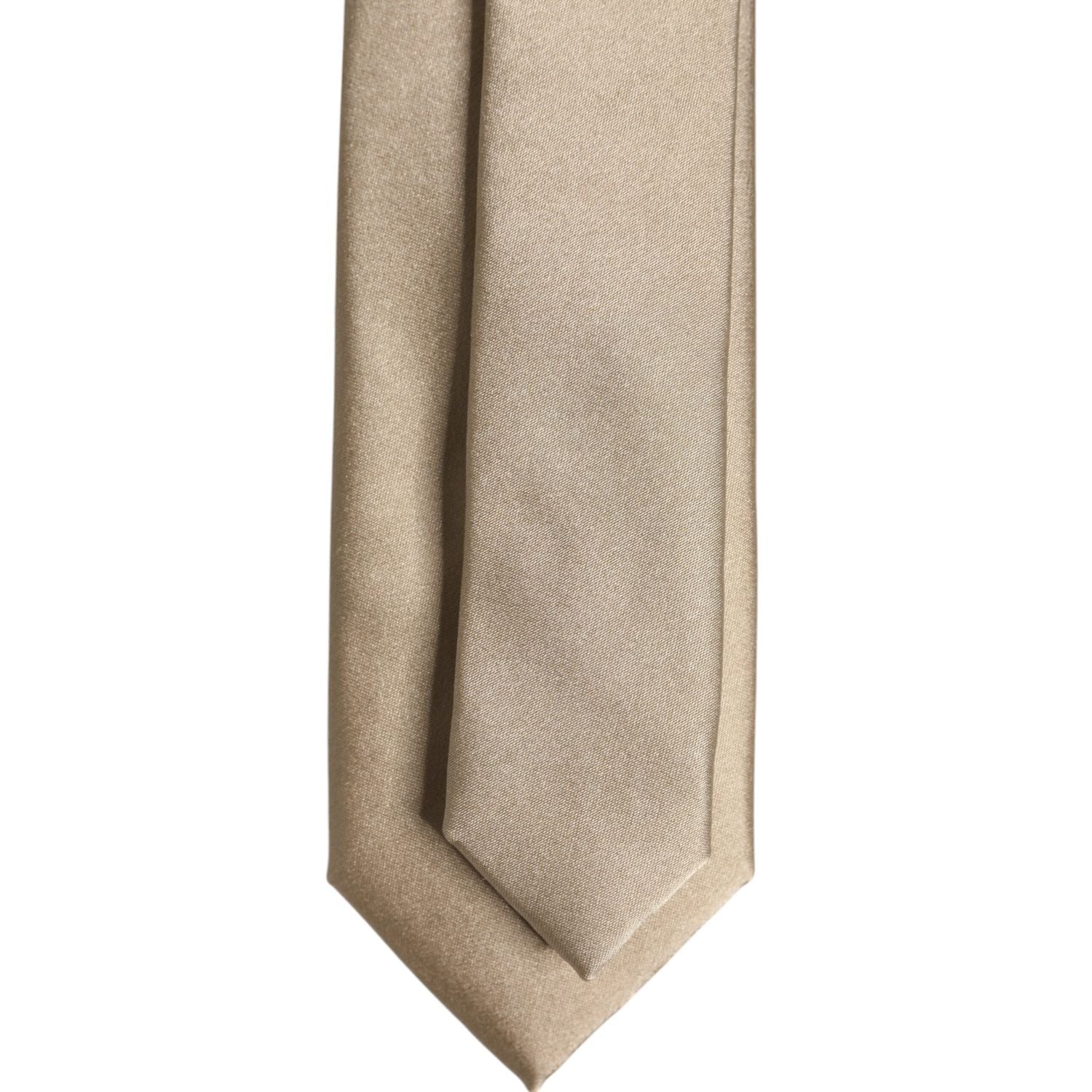 Dolce & Gabbana Beige Solid Silk Adjustable Necktie Tie