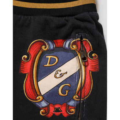 Dolce & Gabbana Black Baroque Crest Logo Men Trackpants Pants embroidered crest detail