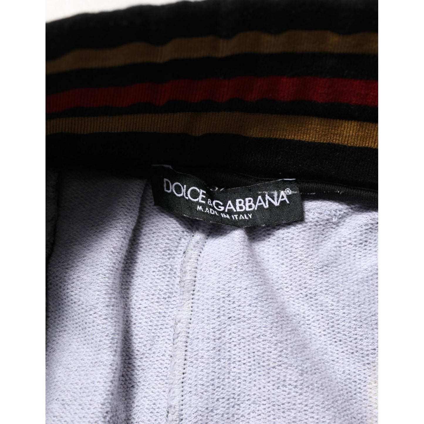 Dolce & Gabbana Black Baroque Crest Logo Men Trackpants Pants label close-up