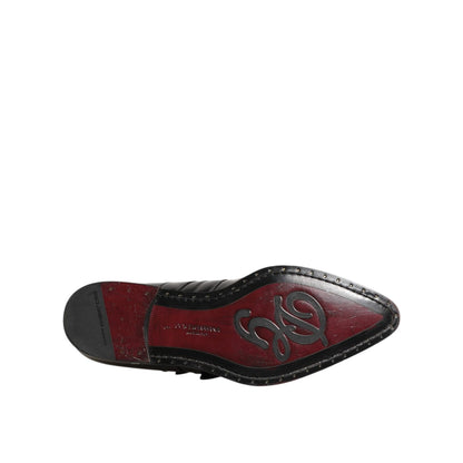 Sole of Dolce & Gabbana Black Blue Embellished MONKSTRAP Dress Shoes with logo detailing