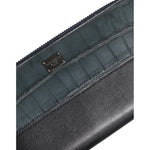 Dolce & Gabbana Black Blue Exotic Leather Men Continental Clutch Wallet with logo plaque and textured design.