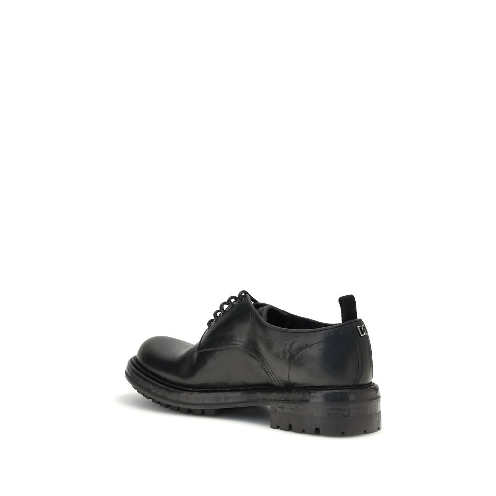 Dolce & Gabbana Black Calf Leather Bos Taurus Oxfords And Derbies shoe side view