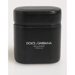 Dolce & Gabbana Black Calfskin Leather Logo Print Flip Holder Airpods Case featuring sleek design and luxury finish