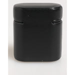 Dolce & Gabbana Black Calfskin Leather Logo Print Flip Holder Airpods Case in premium black leather.