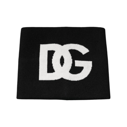 Dolce & Gabbana Black Cashmere DG Logo Square Handkerchief Scarf, 100% cashmere, made in Italy, luxury men's fashion accessory