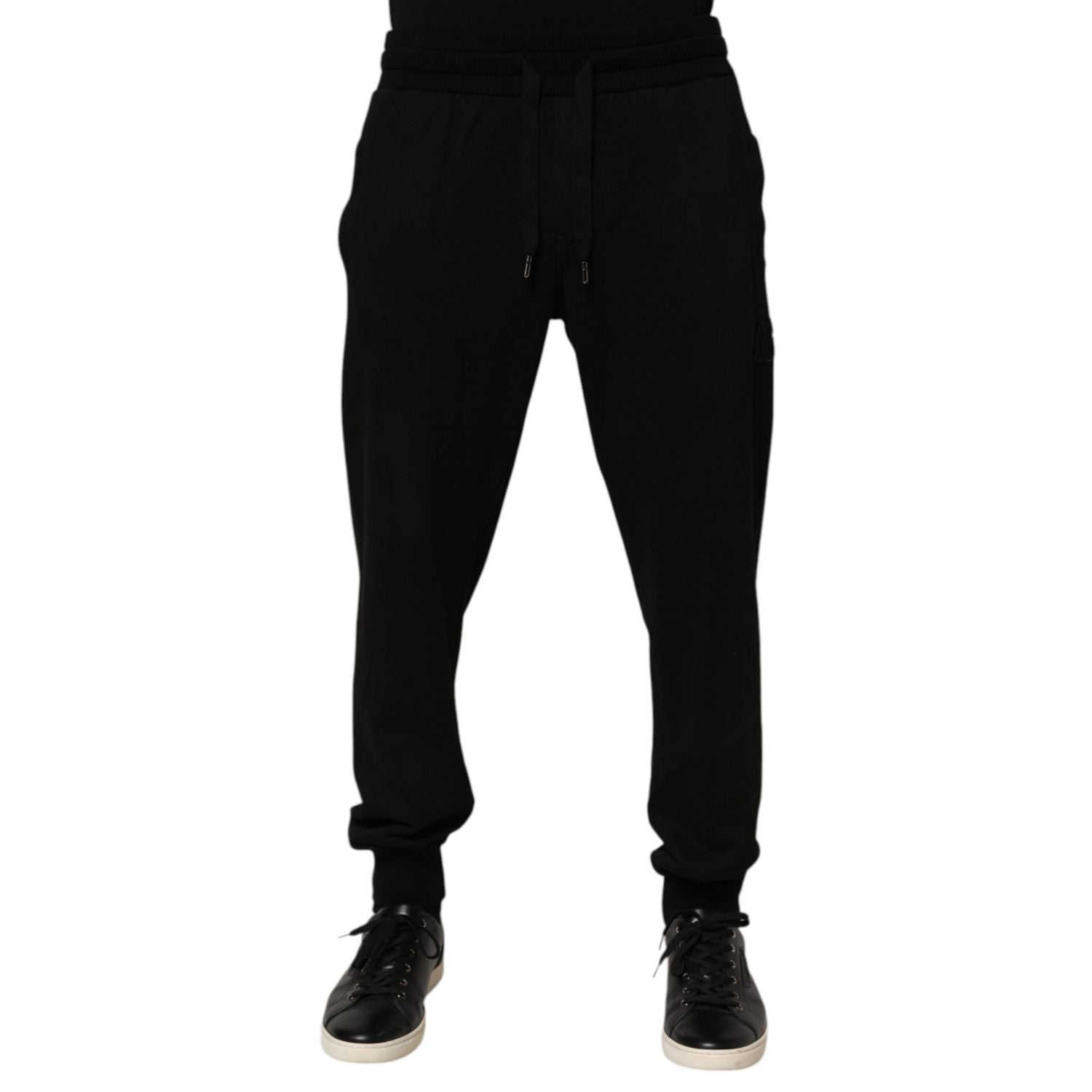 Dolce & Gabbana Black Cotton DG Logo Men Jogger Pants