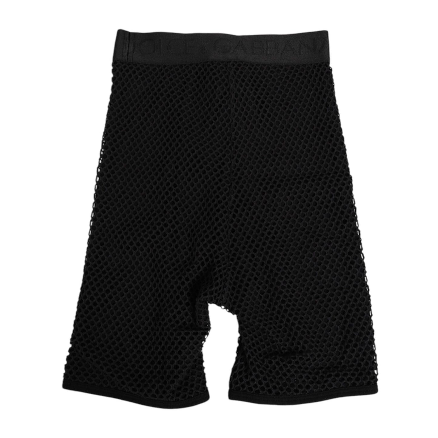 Dolce & Gabbana Black Cotton Logo Shorts Midi Trouser Underwear with mesh design and elastic waistband, luxury Italian fashion.
