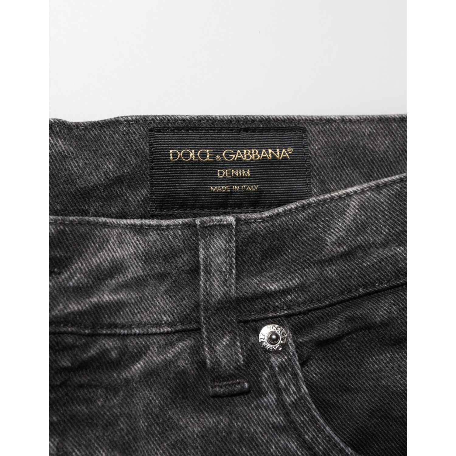 Dolce & Gabbana Black Cotton Mid Waist Denim Men Bermuda Short