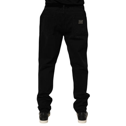 Dolce & Gabbana Black Cotton Regular Denim Men Trouser Jeans
