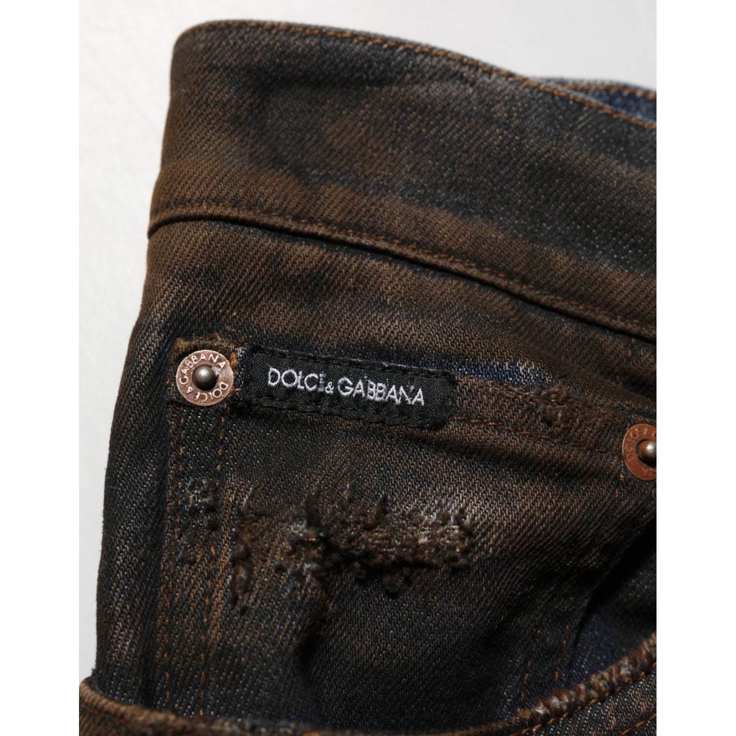 Dolce & Gabbana Black Cotton Skinny Tattered Men Denim Jeans