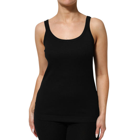 Dolce & Gabbana Black Cotton Sleeveless Women Tank Top Dolce & Gabbana