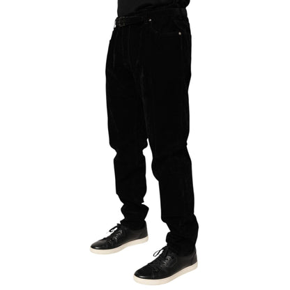 Dolce & Gabbana Black Cotton Slim Fit Denim Trouser Jeans