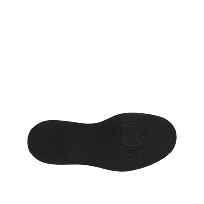 Sole of Dolce & Gabbana Black Crystal Strass Mid Calf Short Boots Shoes featuring brand logo, luxury footwear detail.