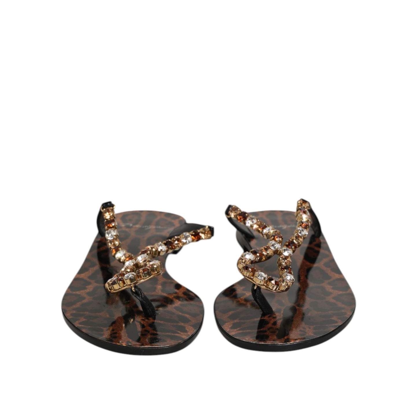 Dolce & Gabbana Black Crystals Flats Sandals Beachwear Shoes