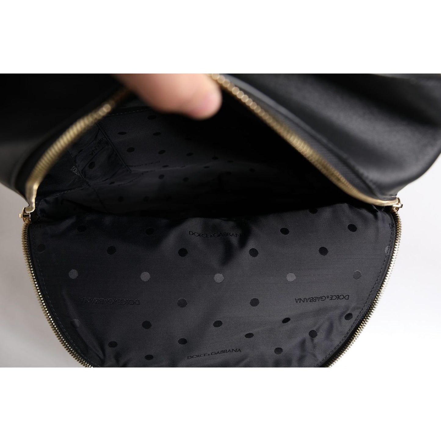 Dolce & Gabbana Black DG Leather Logo Print Travel Back Pack Bag