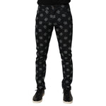 Alt Tag: Dolce & Gabbana Black DG Monogram Cotton Skinny Denim Jeans featuring iconic branding and modern design.