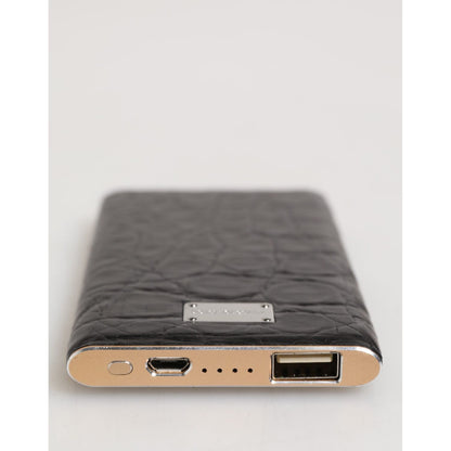 Dolce & Gabbana Black Exoctic Leather Embossed 3000mAh Power Bank Charger USB