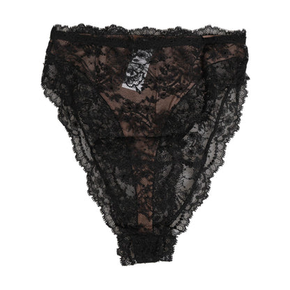 Dolce & Gabbana Black Floral Lace Mesh High Brief Panty Underwear