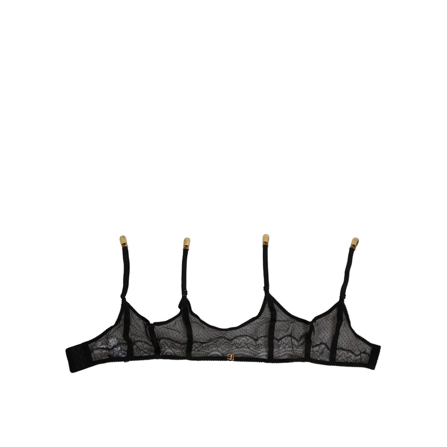 Dolce & Gabbana Black Floral Lace Nylon Strap Garter Underwear