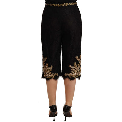 Dolce & Gabbana Black Lace Gold Baroque SPECIAL PIECE Shorts