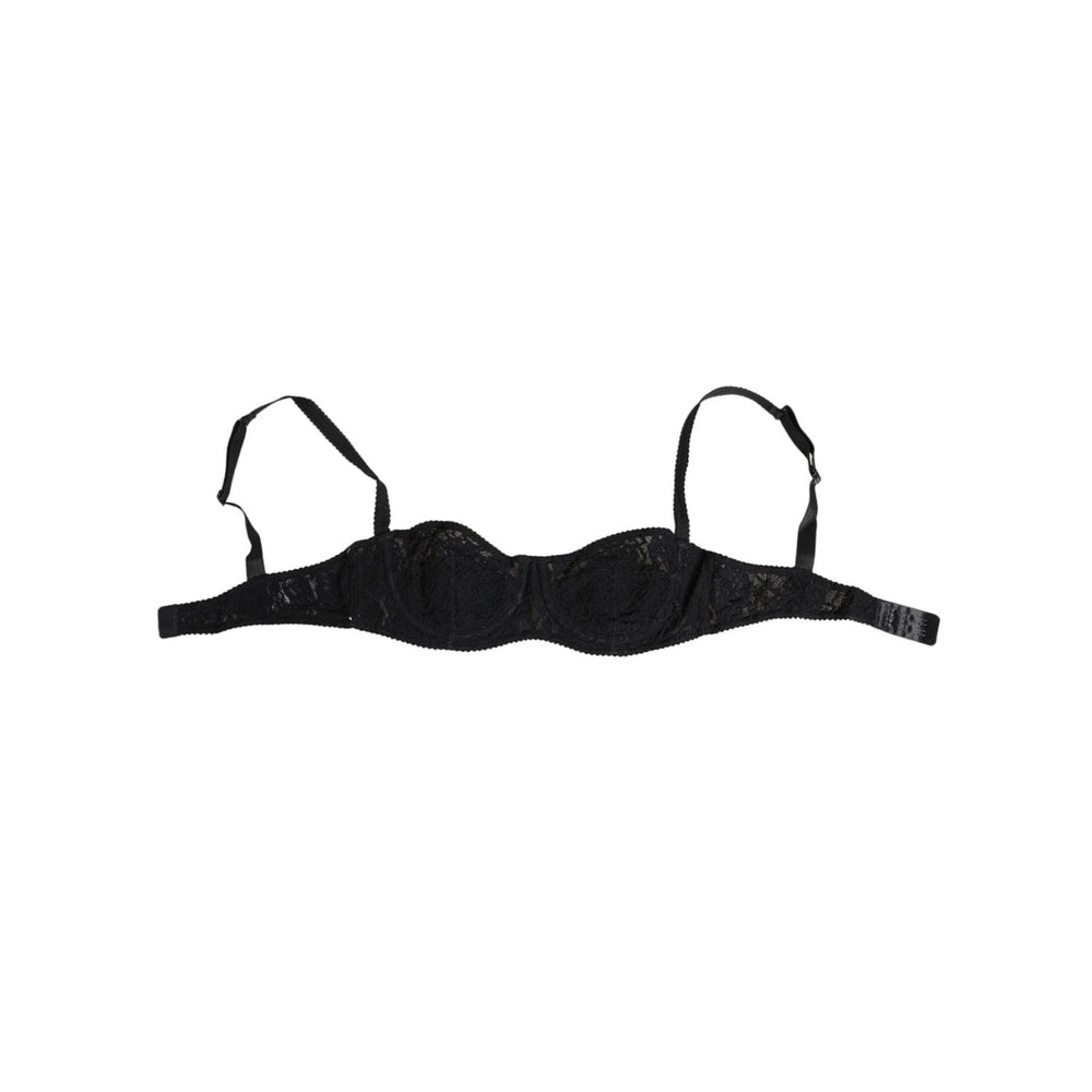 Dolce & Gabbana Black Lace Underwire Bra Lingerie Underwear with intricate design and luxurious feel. Made in Italy.