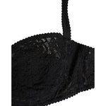 Close-up of Dolce & Gabbana Black Lace Underwire Bra showcasing intricate lace detail and feminine design, perfect luxury lingerie underwear.