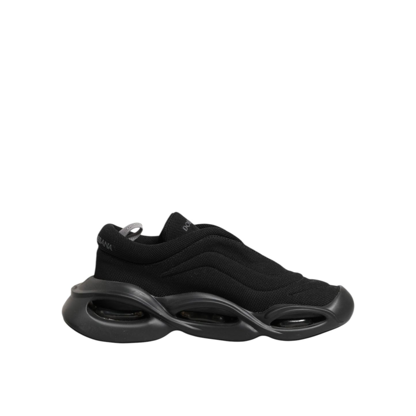 Dolce & Gabbana Black Lace Up Wave Low Top Men Sneaker Shoes in sleek black with flexible sole and streamlined design